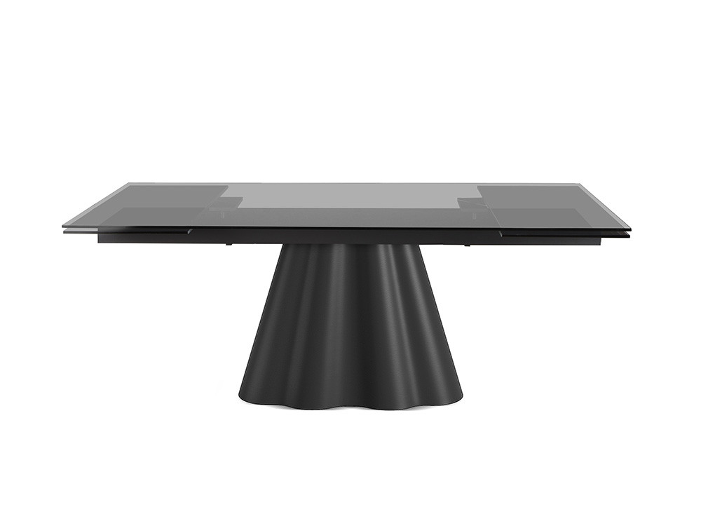 Mobel 6000: mesa comedor cristal extensible Flam por Nacher, diseño nacional con dos extensiones laterales