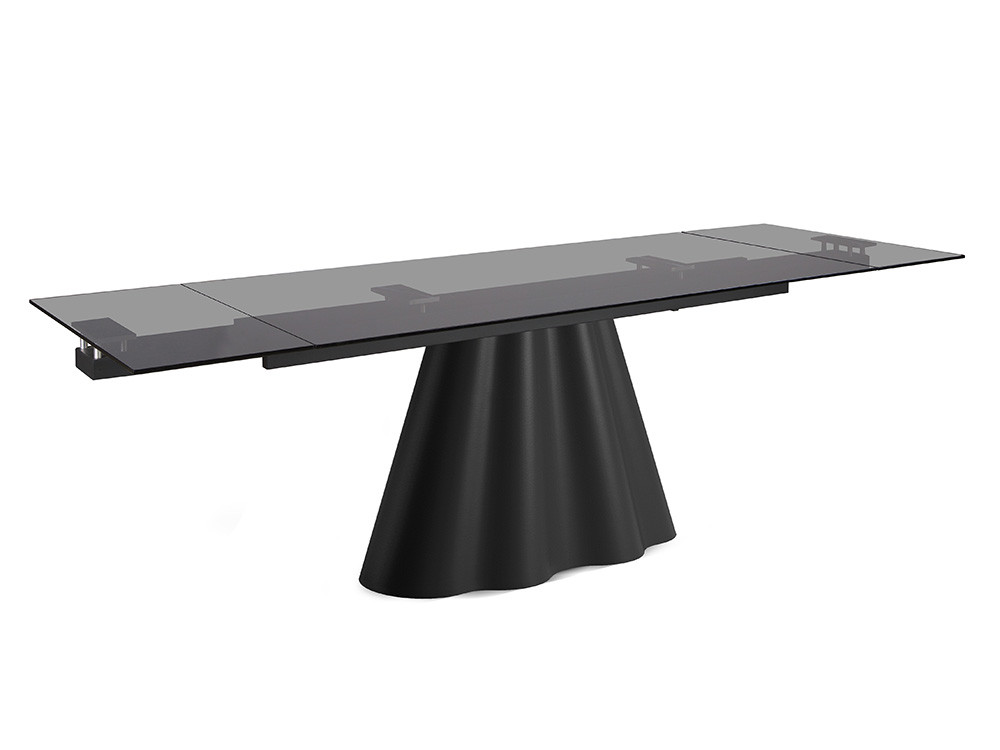 Mesa de diseño extensible Flam Glass por Nacher: estética contemporánea en cristal y metal lacado para Mobel 6000