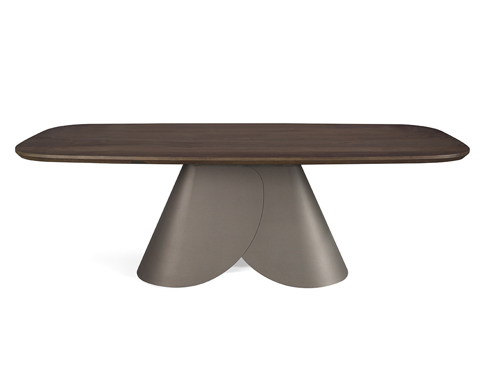 Salones modernos de diseño: mesa Lihue Fix Wood de Nacher, elegancia nacional en roble y metal lacado para Mobel 6000