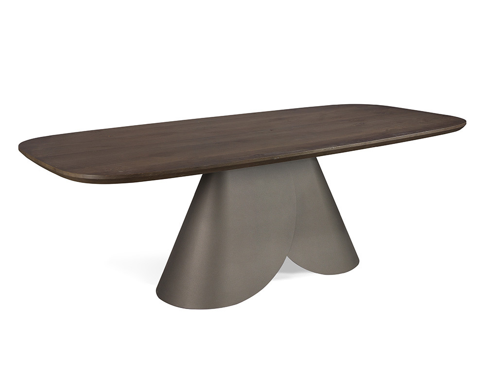 Mobel 6000: mesa fija de comedor Lihue con silueta rectangular o barril, diseño de fabricación española por Nacher