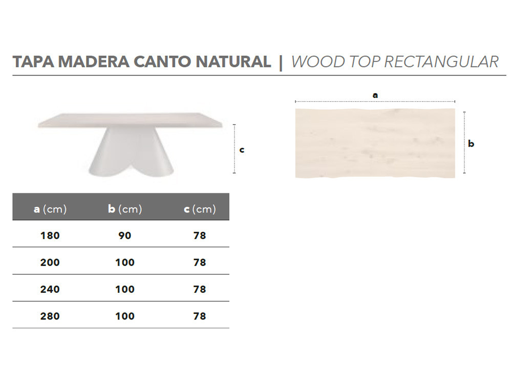 Mobel 6000: exclusiva mesa de diseño Lihue por Nacher, sobre de madera disponible en varias medidas en Madrid