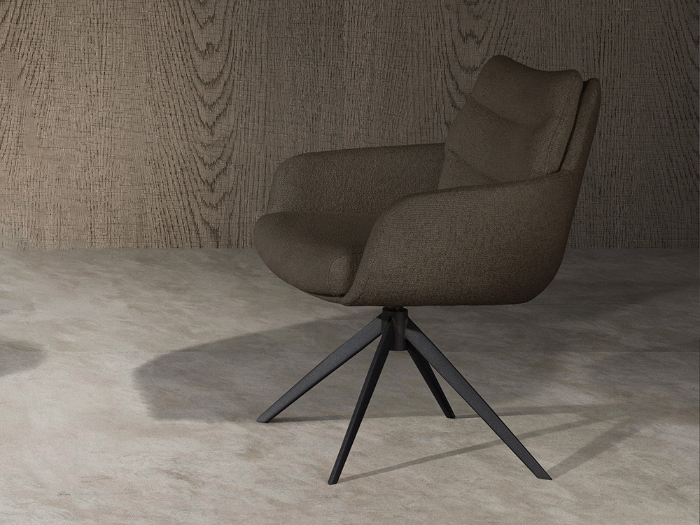 Mobel 6000: silla de comedor moderna Fiona Return de Nacher, base metálica y giro con retorno en Madrid
