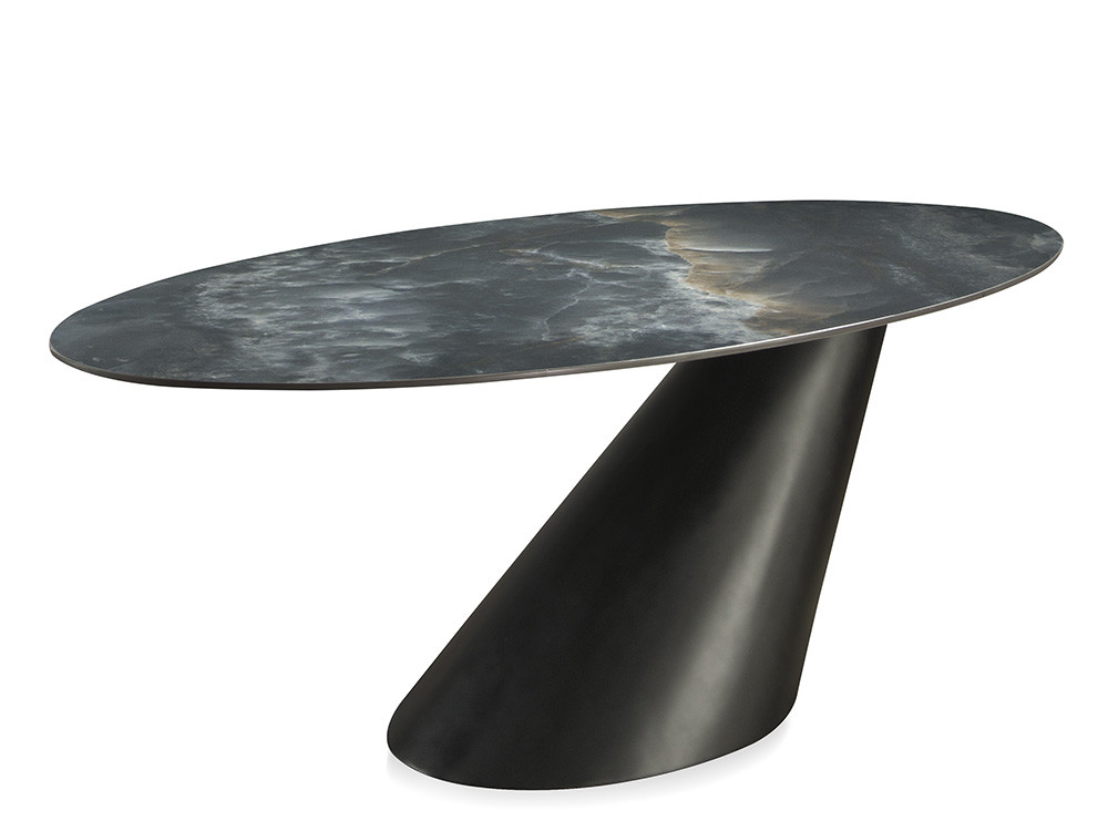 Mobel 6000: mesa comedor porcelánico Maui, exclusivo sobre de 12mm de espesor y base de cono inclinado por Nacher