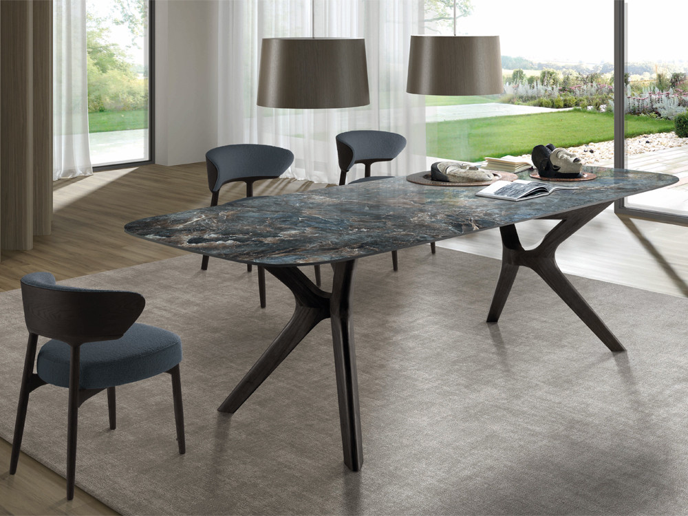 Mesa de comedor Lin Fix Keramic de Nacher: diseño de fabricación española con sobre porcelánico en Mobel 6000