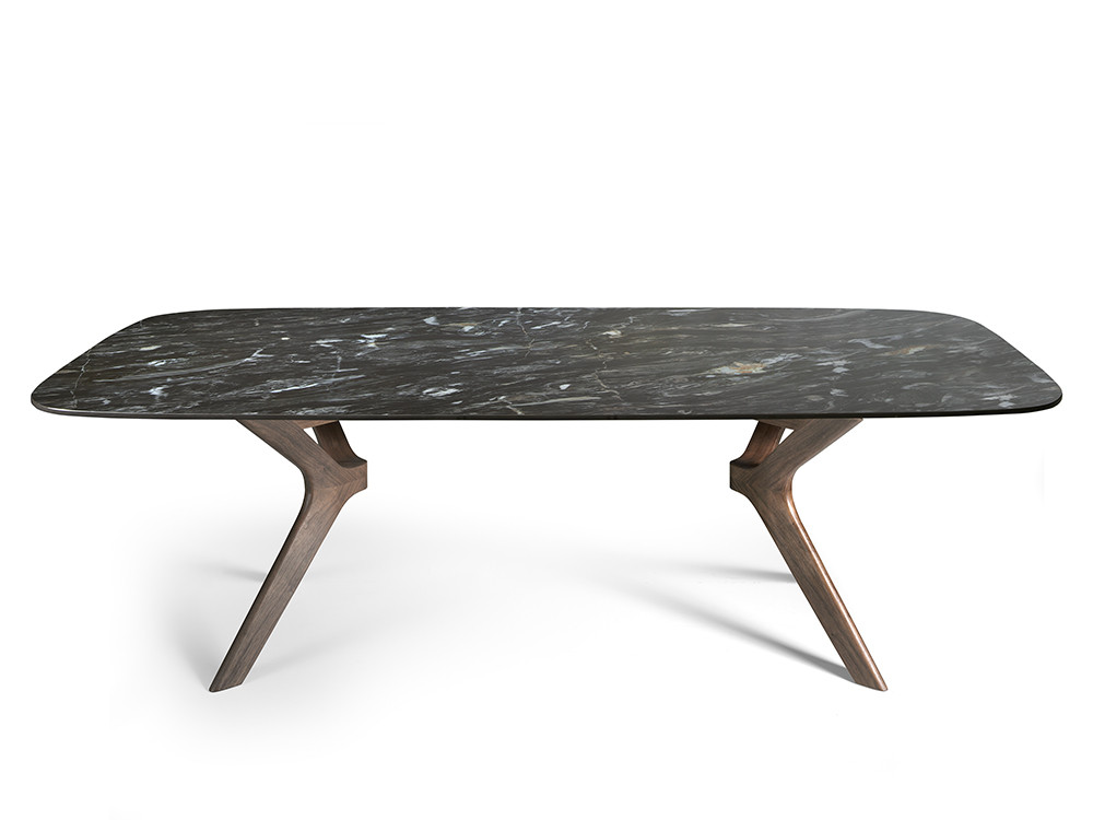 Comedores modernos con la mesa Lin Fix Keramic: sofisticación en acabado porcelánico y madera natural de Nacher en Mobel 6000