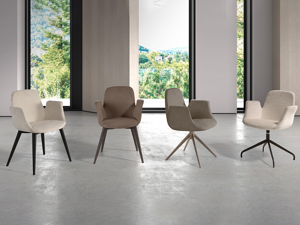 Mobel 6000: exclusiva silla comedor giratoria Beatle Return, maestría nacional de Nacher disponible en varios tejidos en Madrid