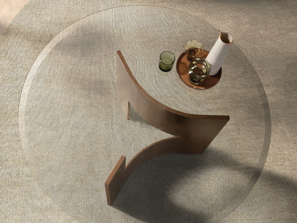 Mobel 6000: mesa comedor cristal Lambda A, exclusivo diseño de fabricación española con base de metal curvado lacado