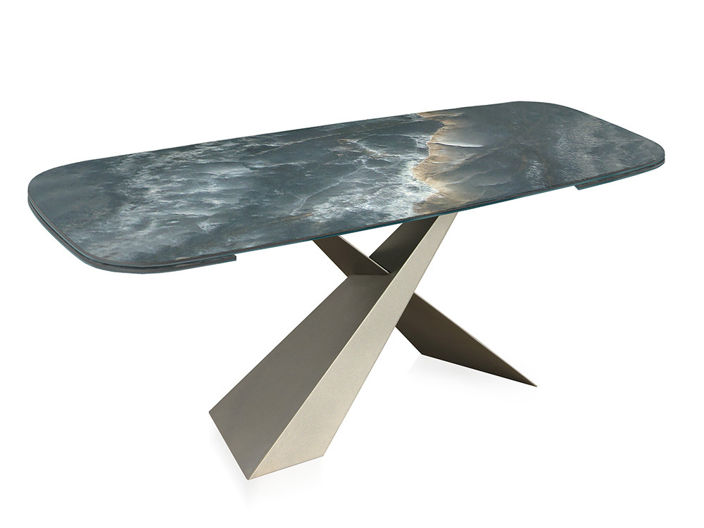 Mobel 6000: mesa comedor porcelánico Jasper Barrel por Nacher, elegante silueta barril y base de metal
