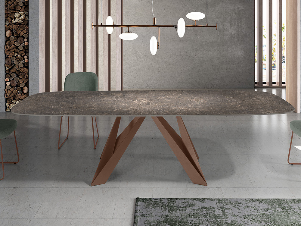 Mesa de comedor Batta Fix Keramic de Nacher: sobre porcelánico de 12mm y base de metal en Mobel 6000