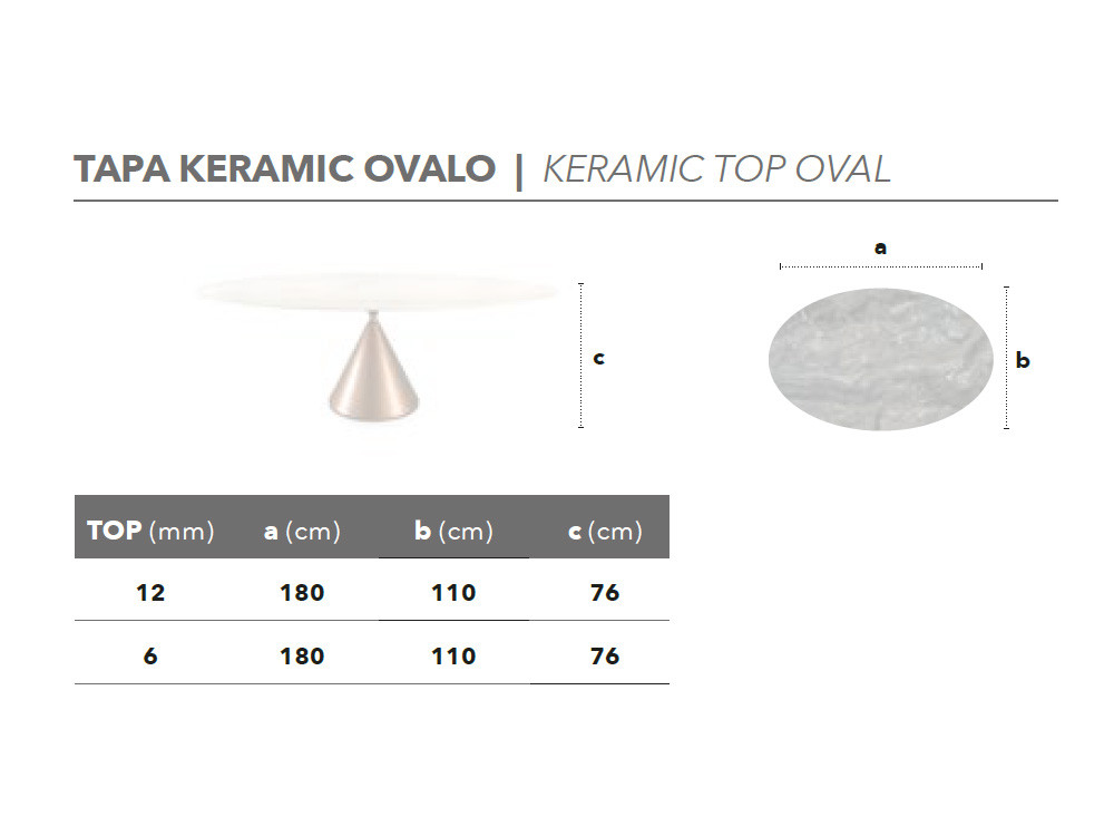 Mesa porcelánico Aiko de Nacher: sofisticada mesa fija ovalada con base escultórica cónica para salones de lujo