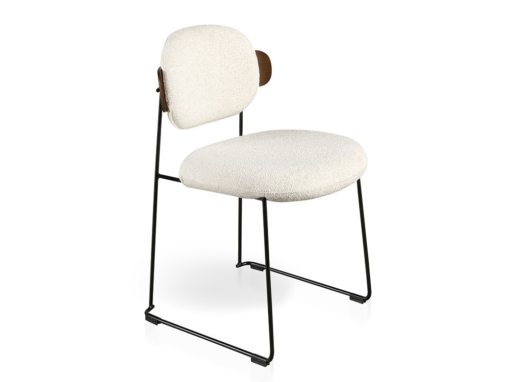 Mobel 6000: elegante silla comedor madera Arlet por Nacher, asiento tapizado y base de metal lacado
