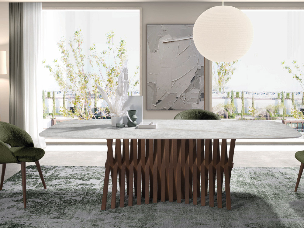 Mesa de comedor Alf Fix Keramic de Nacher: diseño de fabricación española con sobre porcelánico de 12mm en Mobel 6000