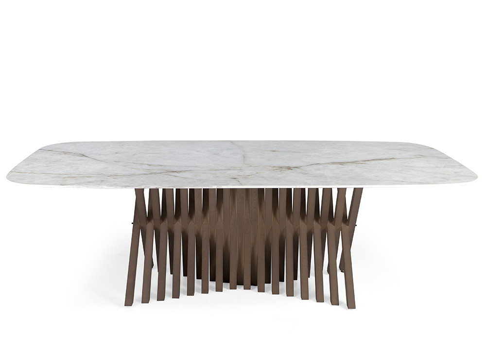 Mobel 6000: exclusiva mesa de diseño Alf por Mobles Nacher, maestría nacional en madera y porcelánico premium