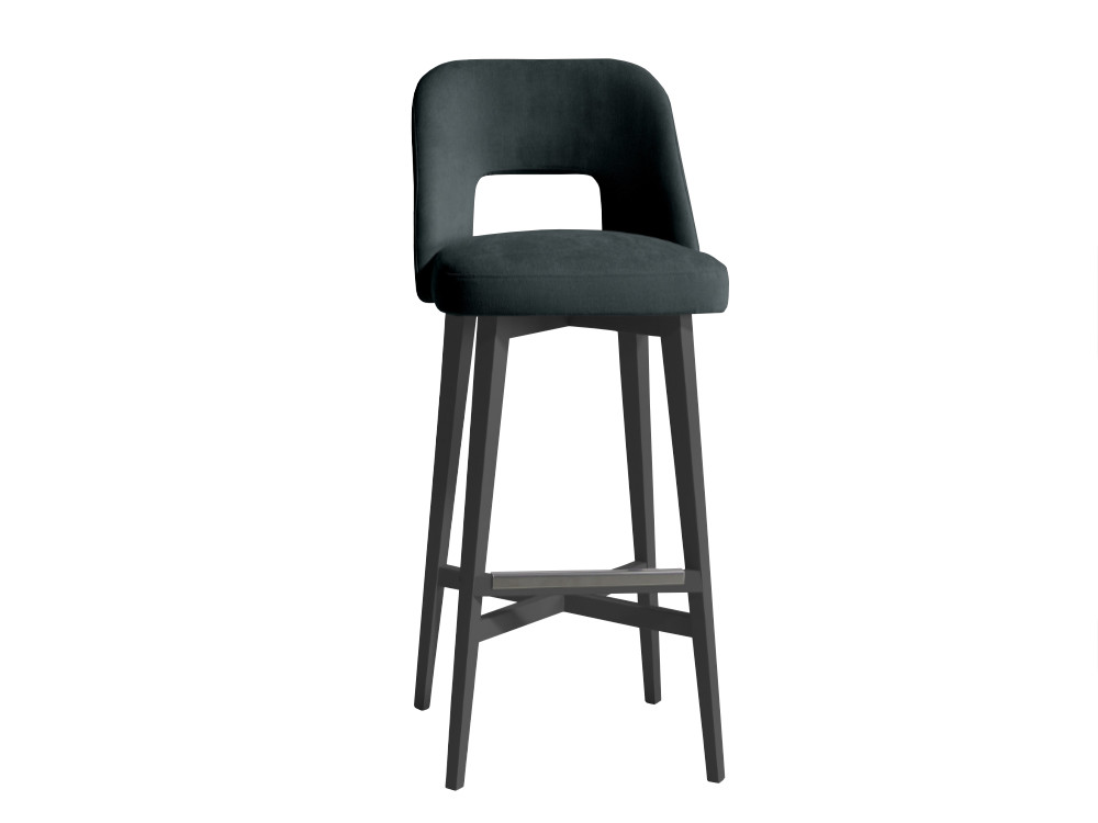 Mobel 6000: taburete cocina diseño Emma por Nacher, asiento tapizado y patas de madera disponible en dos alturas