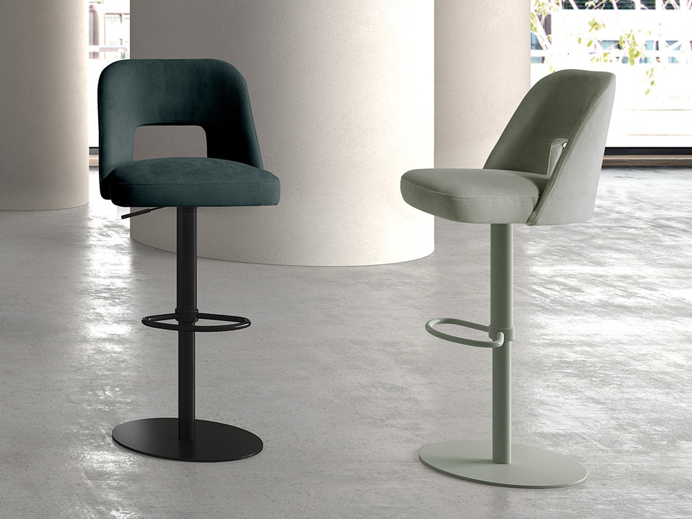 Taburete giratorio Emma Tab Turn Up de Nacher: diseño de fabricación española con asiento elevable en Mobel 6000