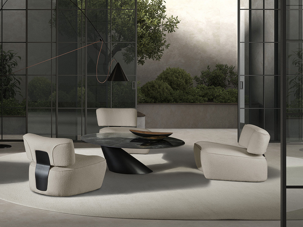 Mobel 6000: elegante sillón para salón Hana Lounge por Nacher, artesanía nacional en tejidos de alta gama y diseño ergonómico