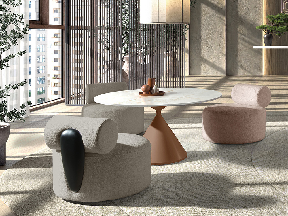 Butaca de diseño Momo de Nacher: exclusivo diseño de grandes volúmenes y tapicería premium en Mobel 6000