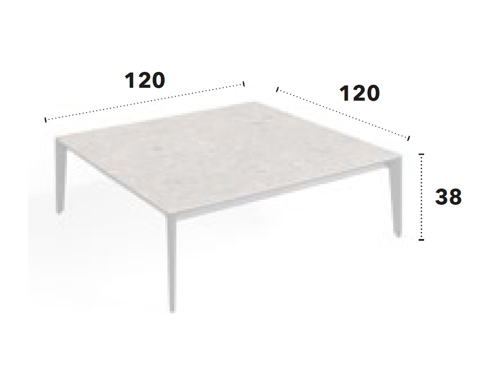 Muebles de salón modernos: mesa Kuki Keramic de Nacher, pieza de autor con base de metal en Madrid