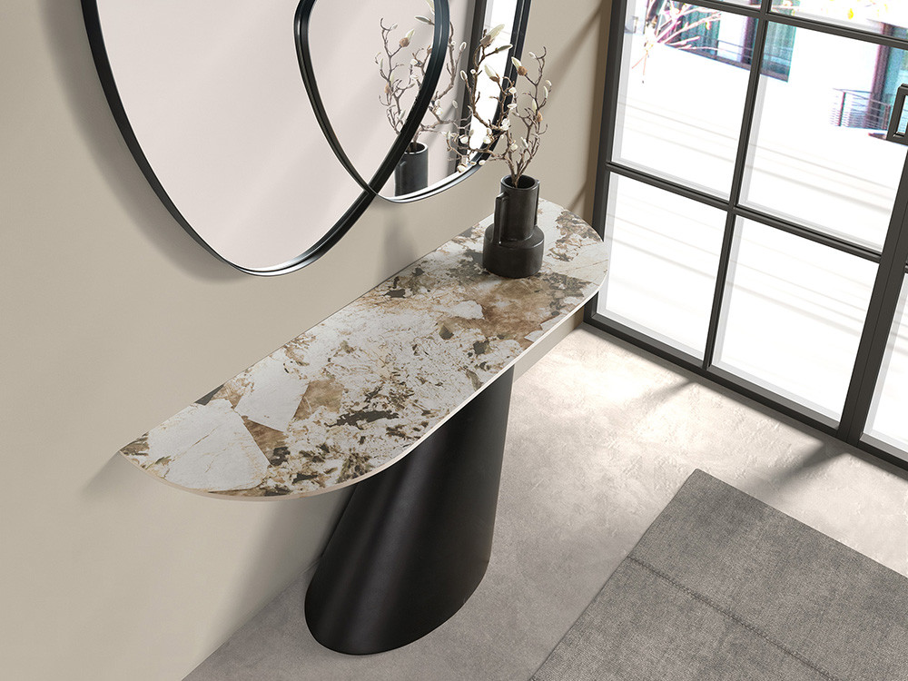 Mobel 6000: mueble de entrada moderno Maui por Nacher, original base escultórica de metal y calidad nacional en Madrid