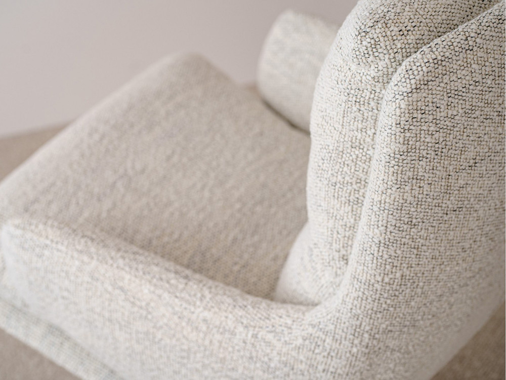 Mobel 6000: sillón giratorio de diseño VP, maestría en tapicería textil mezclilla beige gris para hogares contemporáneos