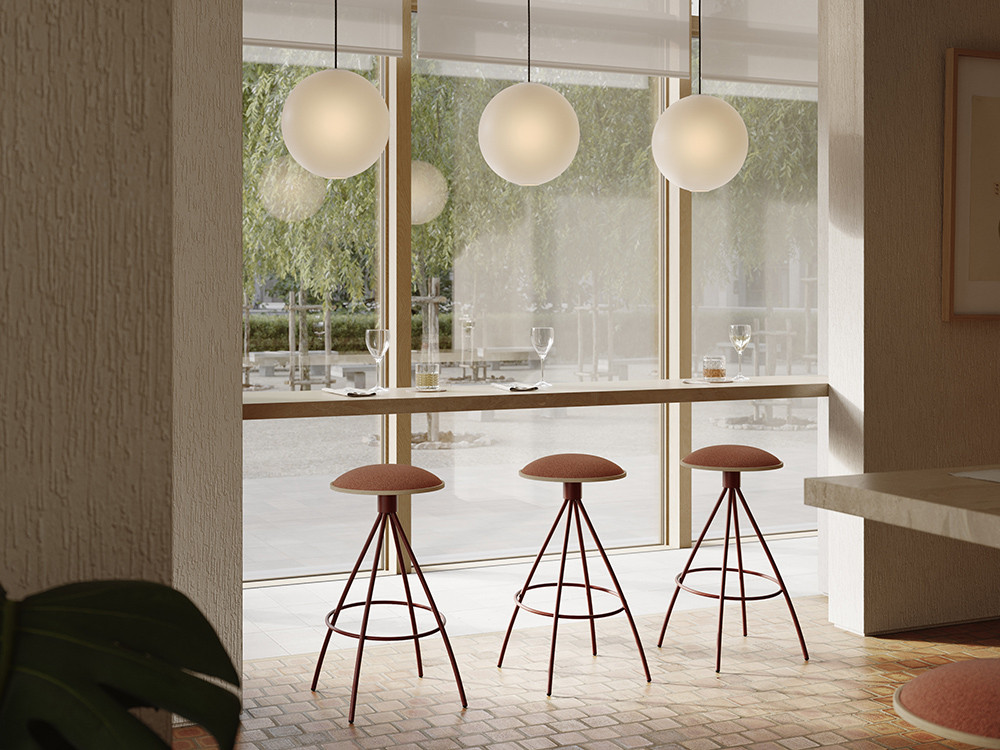 Mobel 6000: exclusivo taburete giratorio Disco Spider por Cancio, ideal para taburetes para islas de cocina en dos alturas