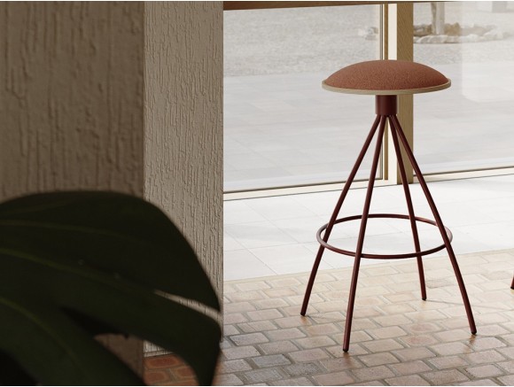 Taburetes de diseño Disco Spider de Cancio: estructura de metal lacado y tapizado tessuto en Mobel 6000
