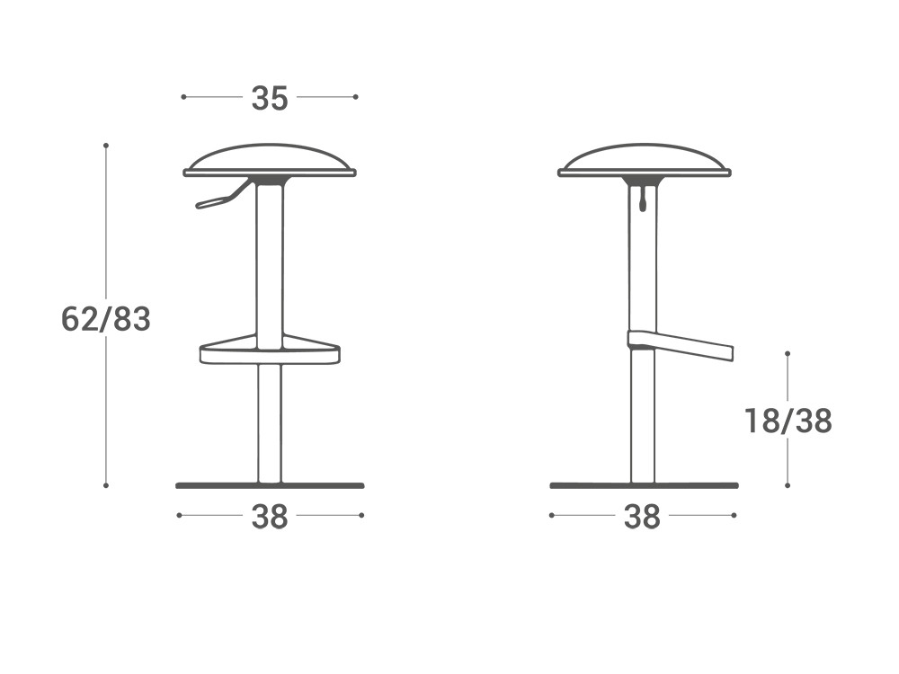 Taburete elevable Disco Tapizado