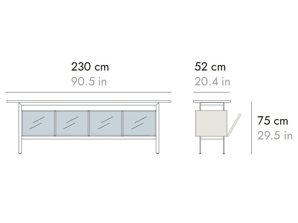 Muebles de televisión modernos: aparador bajo Chicago de Punt con vitrina led, funcionalidad escultural en Mobel 6000