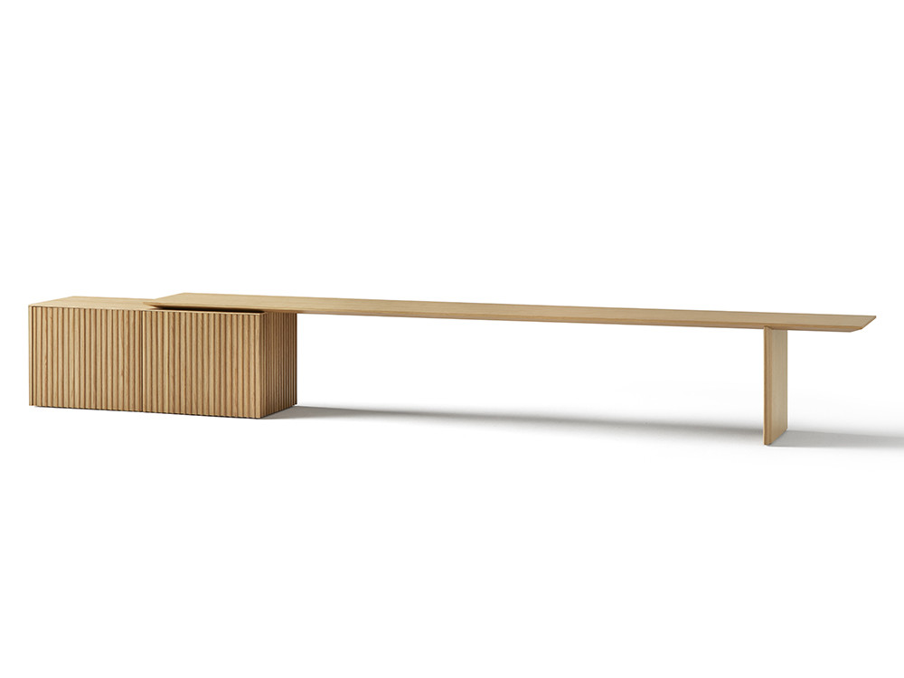 Muebles de salón de diseño Velasca por Punt: aparador extensible en varios acabados de roble en Mobel 6000