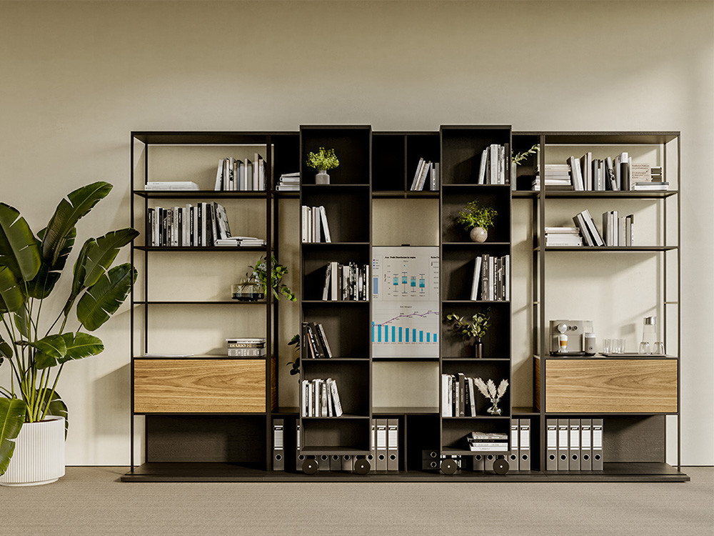 Muebles de televisión modernos: modelo Literatura Open TV de Punt, diseño modular en Madrid
