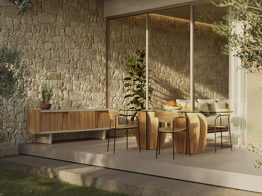 Mobel 6000 | Seismil Studio: exclusivo aparador exterior Atrio por Mario Ruiz, elegancia en teca y cerámica artesanal en Madrid