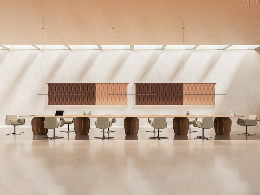 Mesa redonda madera Coral por Punt: elegancia de Arik Levy en madera nogal natural en Seismil Studio Madrid