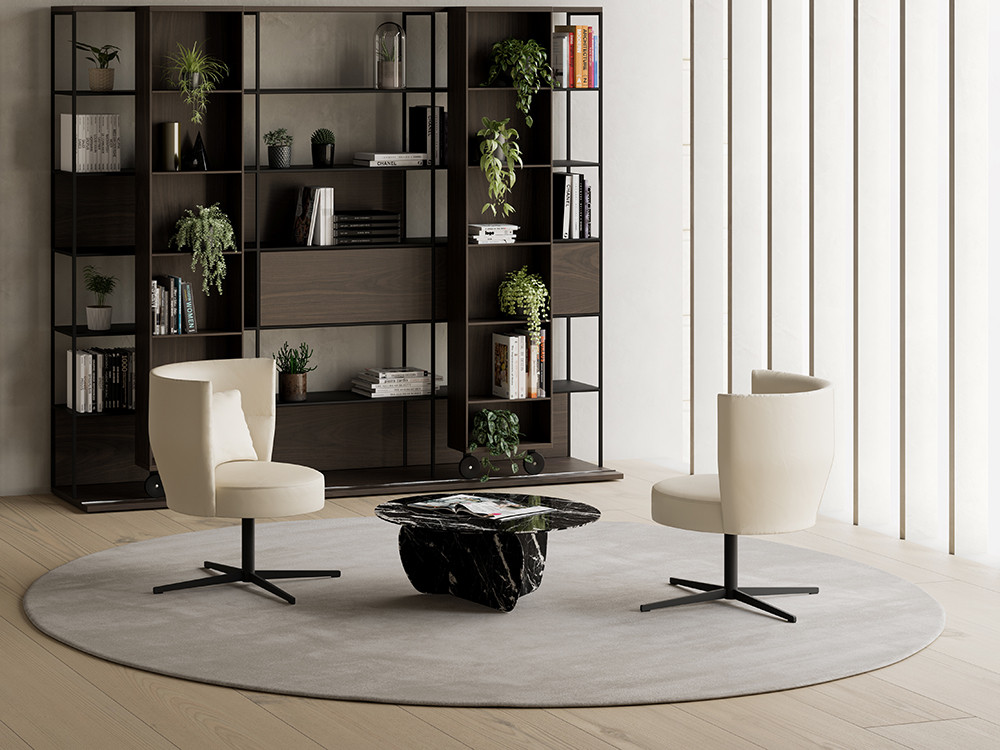 Mesas de centro modernas Coral por Punt: elegante diseño de Arik Levy en mármol Marquina en Seismil Studio Madrid