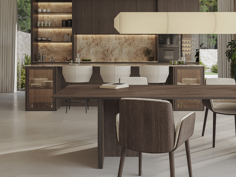 Seismil Studio presenta: mesa Stockholm de Punt por Mario Ruiz en nogal natural, diseño top en Mobel 6000 Madrid