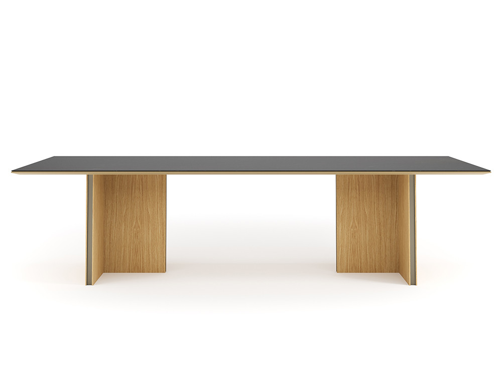 Sobre de Dekton o Xtone en la mesa Stockholm de Mario Ruiz: diseño Punt en roble o nogal en Mobel 6000 Seismil Studio