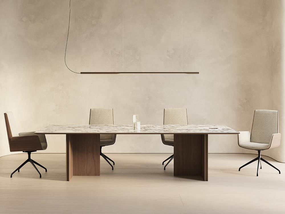 Muebles de salón de diseño: mesa Stockholm cerámico por Mario Ruiz en nogal o roble en Mobel 6000 Seismil Studio