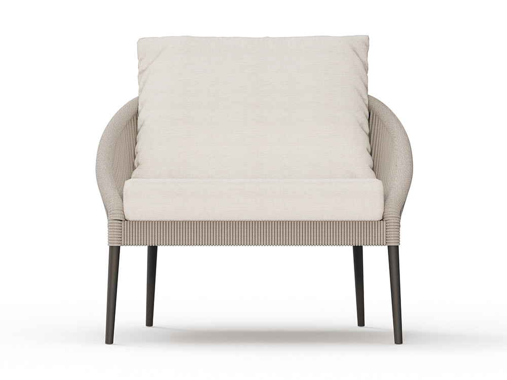 Sillones de exterior Rodona por Skyline: estructura aluminio carbón y cuerda trenzada Beige en Mobel 6000 Madrid capital.