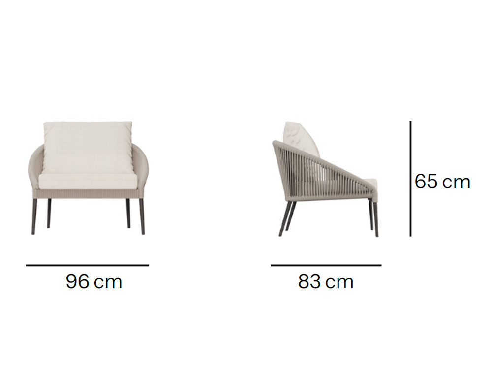 Muebles de exterior Rodona por Skyline: Santiago Sevillano combina aluminio carbón y cuerda en Seismil Studio Madrid.