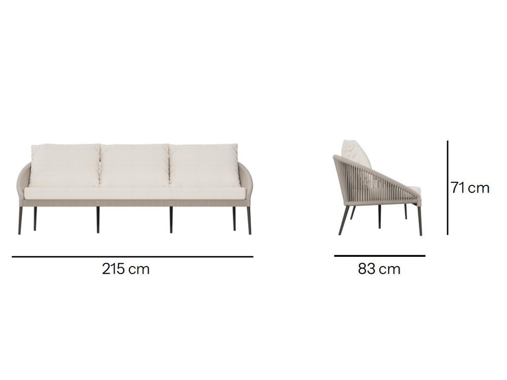 Sofas exterior Rodona por Skyline: diseño de Santiago Sevillano con cojines desenfundables en Seismil Studio Madrid.