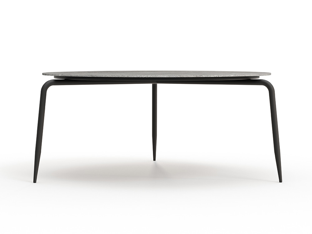 Skyline presenta la mesa centro terraza Rodona: diseño de Santiago Sevillano en porcelánico para Seismil Studio Madrid
