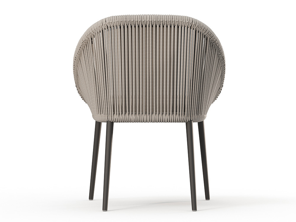 Cuerda Beige y aluminio carbón en la silla Rodona de Skyline: diseño de Santiago Sevillano en Mobel 6000 Madrid capital