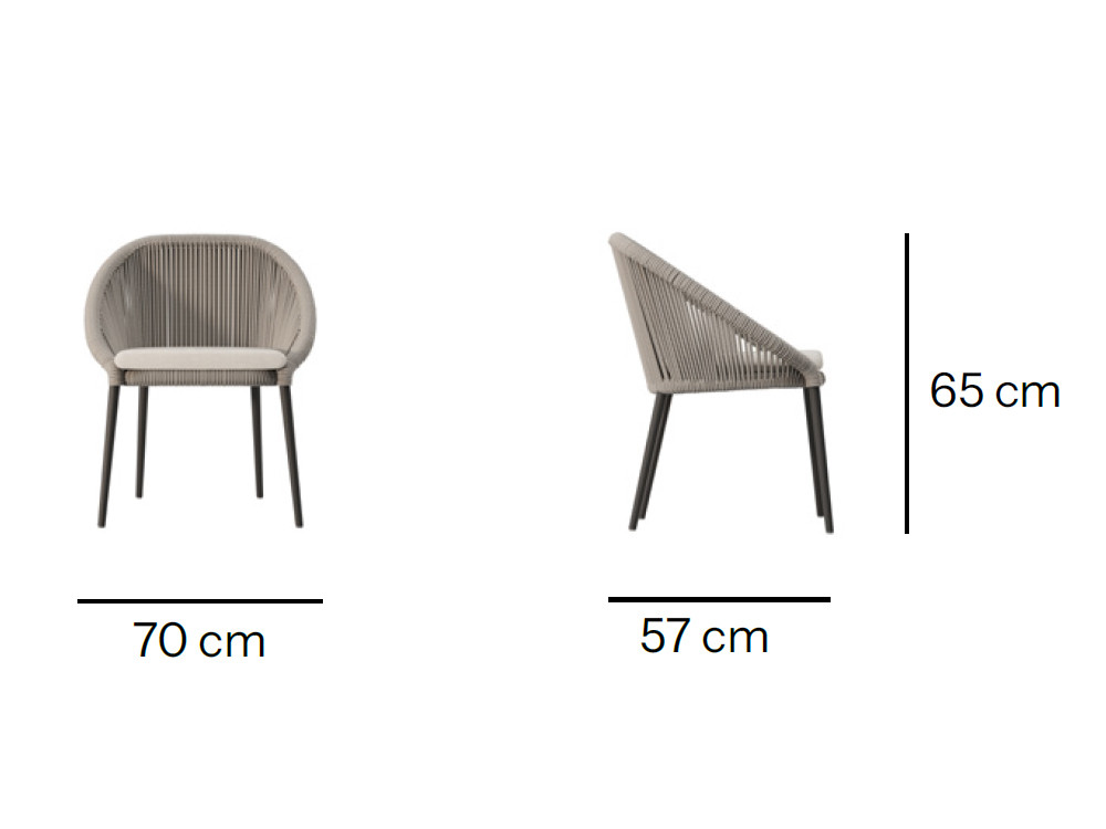 Sillas de terraza Rodona de Skyline: comodidad en aluminio y cuerda Beige por Santiago Sevillano en Seismil Studio