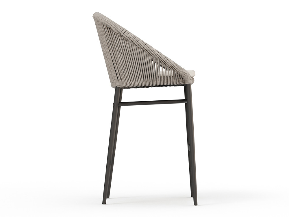 Taburetes modernos Rodona por Skyline: elegancia en aluminio carbón y cuerda trenzada Beige para Mobel 6000 Madrid