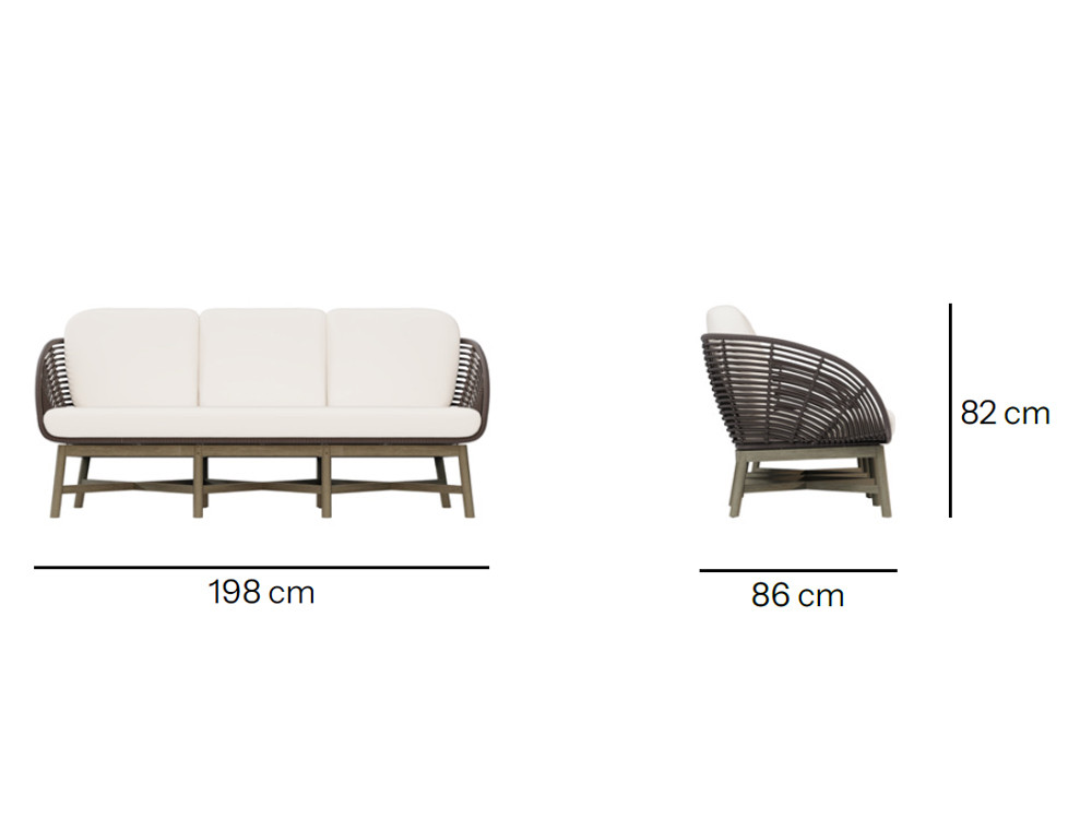 Muebles exterior madera Neo Alaska de Skyline: sofá 3 plazas teca envejecida de Noel Royo en Mobel 6000 Madrid