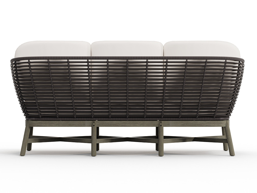 Skyline presenta el sofa exterior madera Neo Alaska: 3 plazas en teca de Noel Royo para Seismil Studio de Madrid