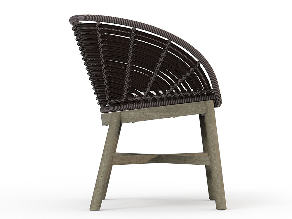 Sillas exterior madera Neo Alaska Skyline: teca envejecida y asiento tapizado premium en Mobel 6000 de Madrid