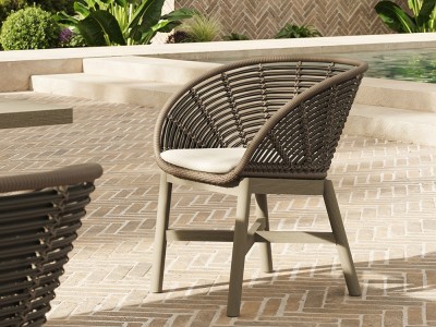 Sillas de comedor tapizadas modernas Neo Alaska de Skyline: madera teca y fibra Black Forest en Mobel 6000 de Madrid
