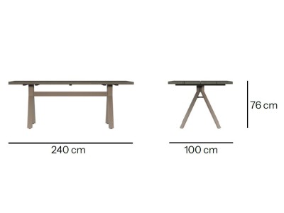 Mesas de madera para exteriores Marroi: teca gris envejecida y patas de aluminio cacao premium en Mobel 6000 de Madrid