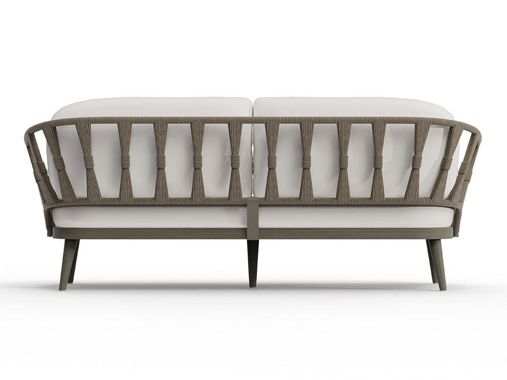 Muebles madera exterior Neo Krabi: sofa Skyline de 2 o 3 plazas en teca gris y cuerda de lujo en Mobel 6000 Madrid