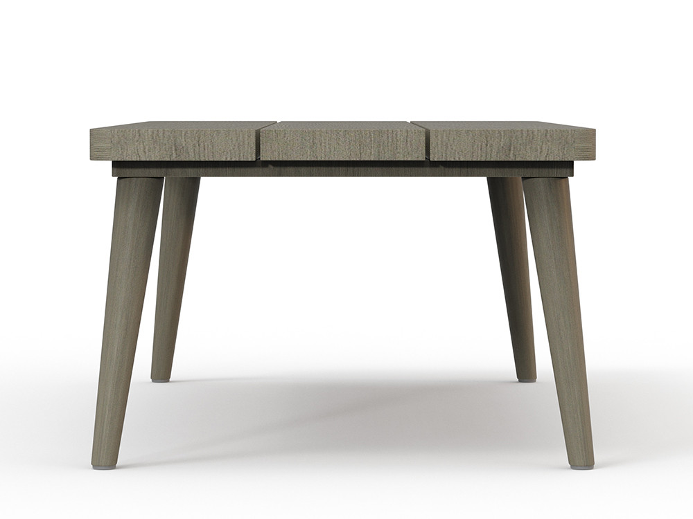 Mesa centro exterior Neo Krabi de Skyline: diseño en madera de teca gris envejecida para tu terraza Mobel 6000 Madrid